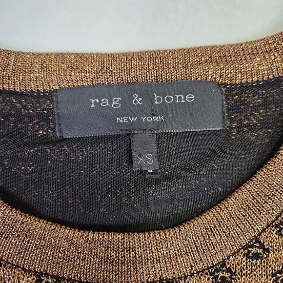 Rag & Bone Womens Metallic Amanda Sweater Chainmail Brown Copper Quiet Luxury XS - Picture 12 of 16